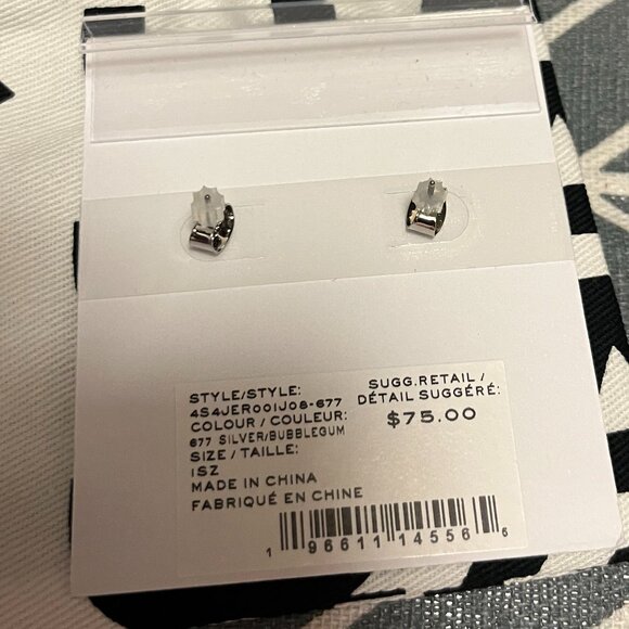 NEW Marc Jabobs Stud Silver/Pink Earrings w/ Dustbag - Picture 2 of 3